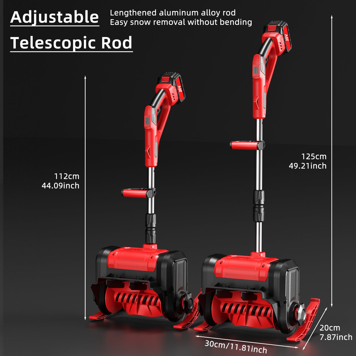 KingFurt 12in Cordless Snow Shovel Powerful Red Electric Snow Thrower with 21V Lithium Battery and Charger for Efficient Snow Removal