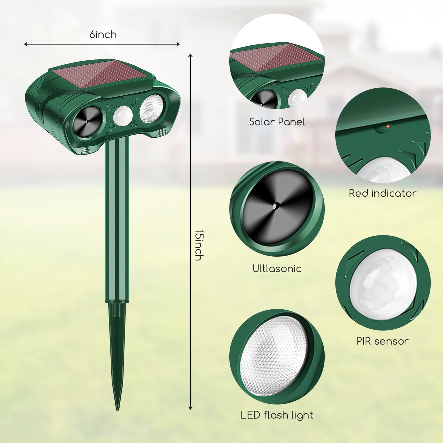 KingFurt Animal Repellent Ultrasonic Outdoor Solar Motion Sensor Flashing Light Waterproof 2 Pack