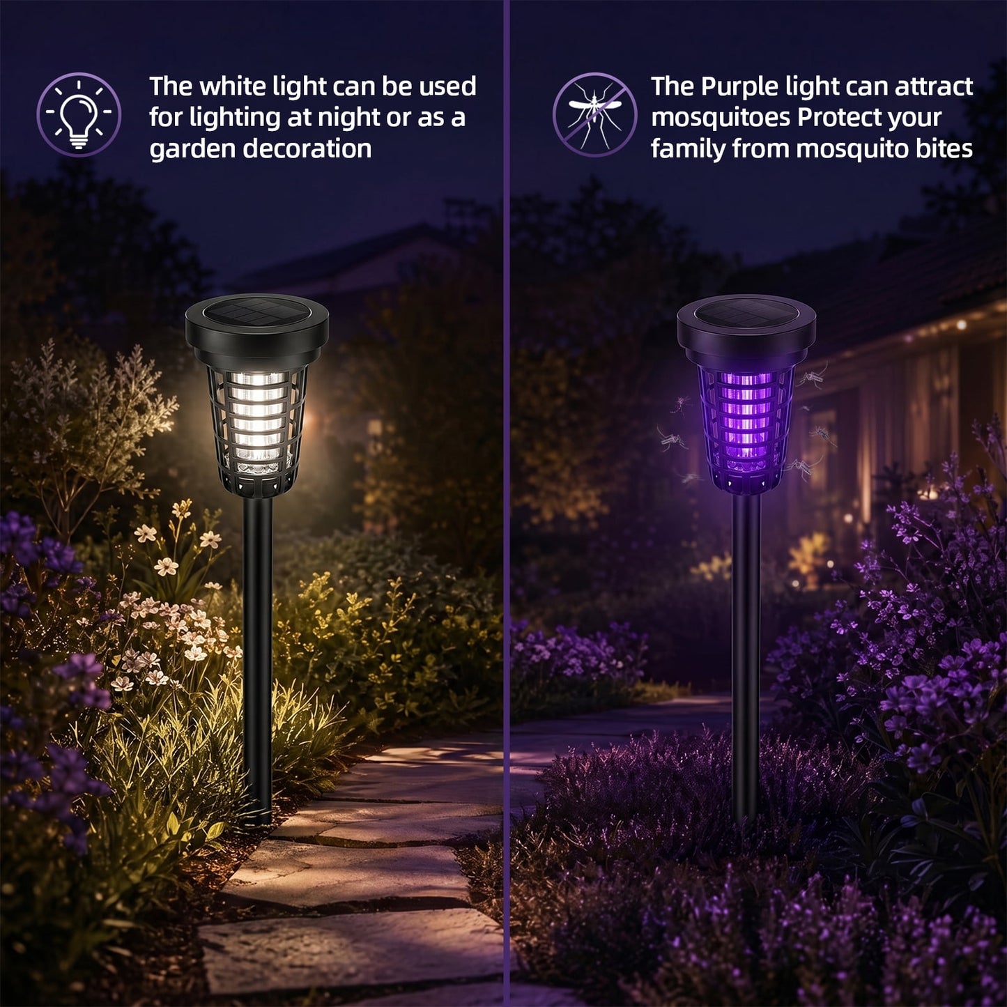 KingFurt Solar Insect Killer, Bug Zapper Torch with LED , Area Bug Zapper,Mosquito Repellent Outdoor for Patio-4pcs