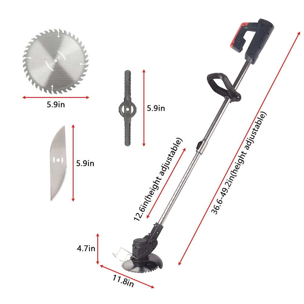 KingFurt Weed Eater 2.0Ah Li-ion Battery Weed Wacker 21V Lawn Edger Cordless Portable Brush Mower for Home Garden Yard Trimming Black