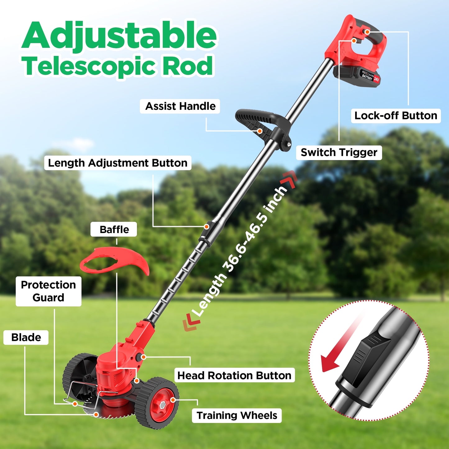 KingFurt 21V Brushless String Trimmer,Electric Weed Eater,for Lawn Garden Pruning/Trimming