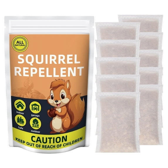 10Packs Squirrel Repellent Outdoor,Chipmunk Repellent Outdoor, Natural Squirrel Repellent for Attic and Car, Mint Squirrel Deterrent for Plants and Garden