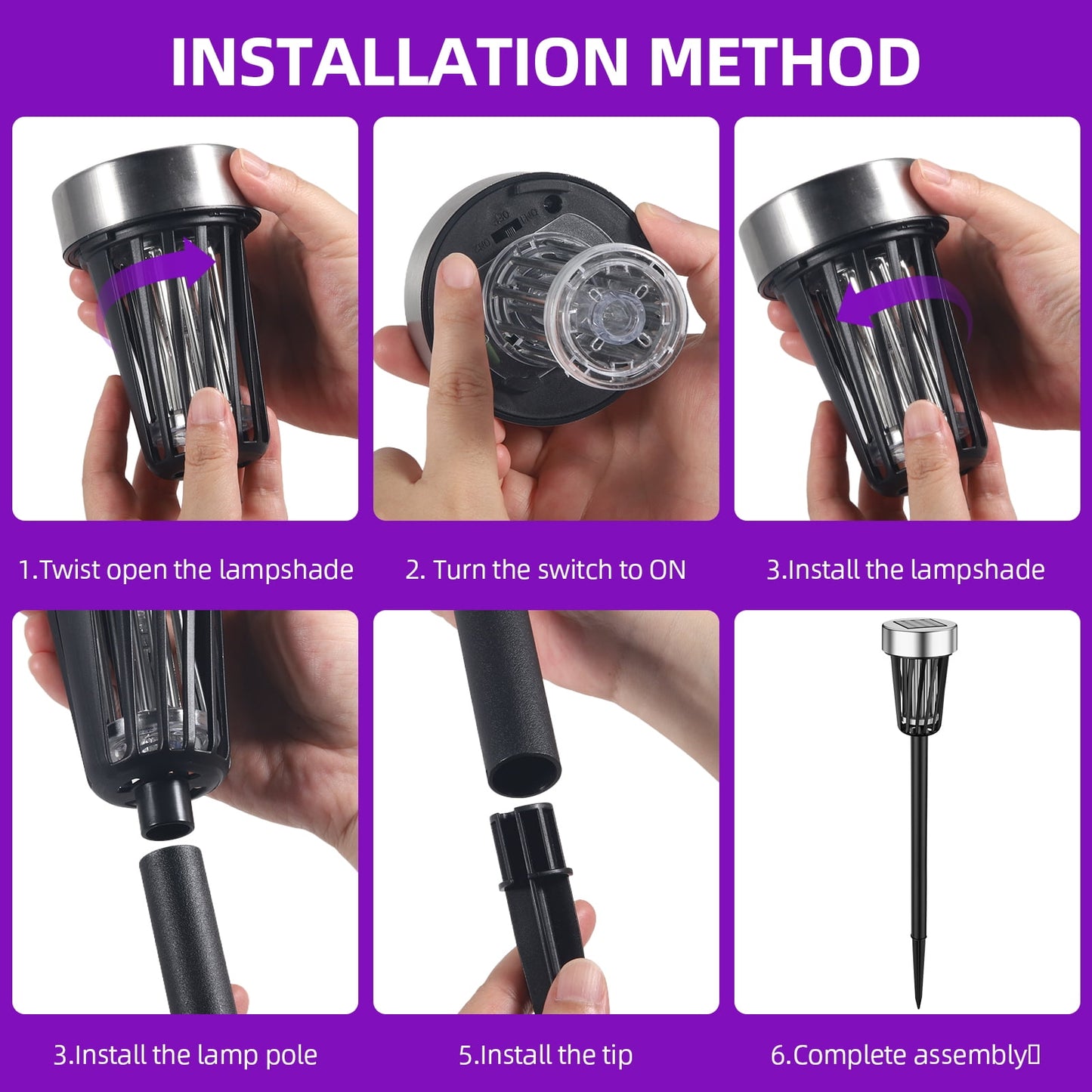 4Pack Solar Bug Zapper Outdoor Waterproof Bug Lights, Mosquito Killer & Lighting, Mosquito Zapper to Keep Mosquitoes Away from Patio Backyard