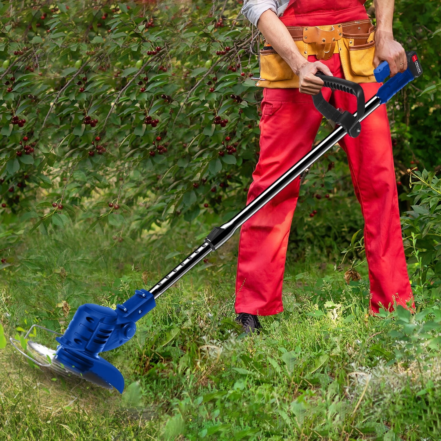 KingFurt Portable Electric Grass Trimmer, 24V Power Grass Trimmer Lawn Edger with 2200 mah Battery, Weed Eater Tool For Garden and Yard