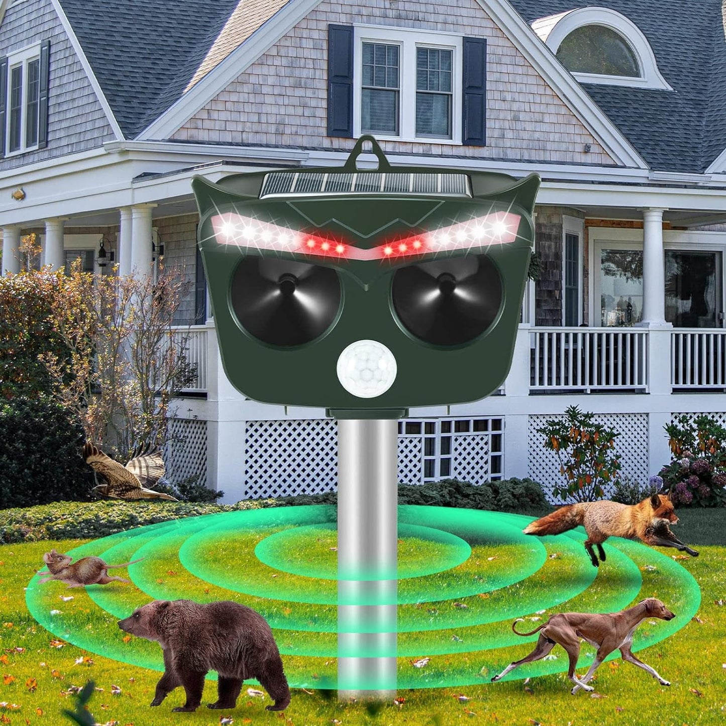 Jinyi Motion Sensor Solar Powered Rainproof Humane Animal Repellent Device Dog Cat Squirrel Deer