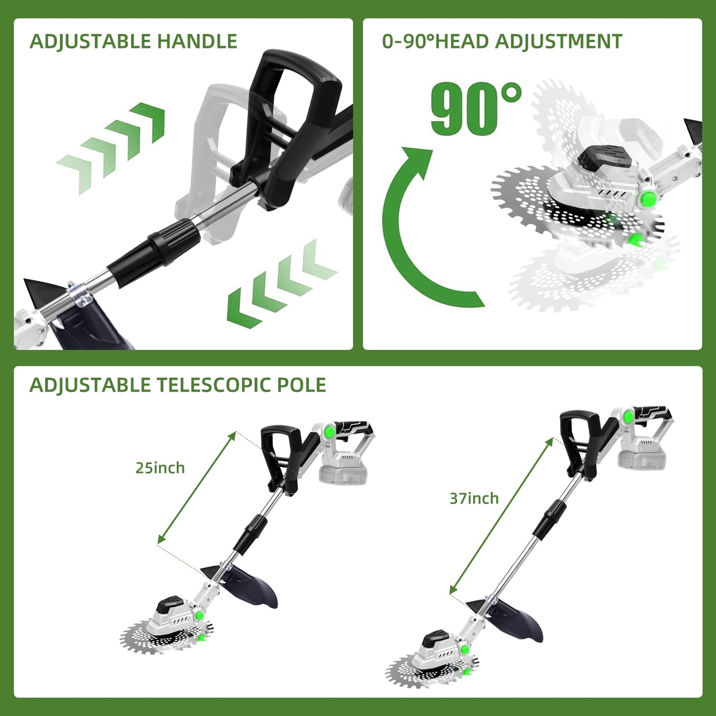 KingFurt 21V Cordless Electric Weed Wacker, 9-12 Inch String Trimmer , Lightweight Grass Trimmer for Lawn Trimming/Edging with 2X 2.0 Ah Battery and Charger