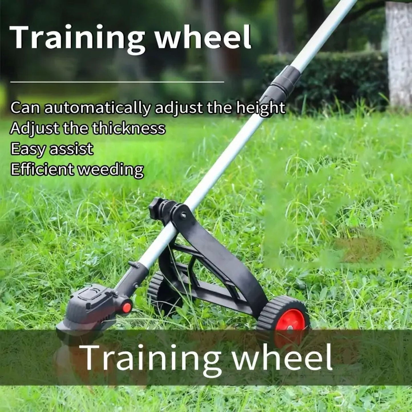 KingFurt String Trimmer Support Wheel, Adjustable Support Wheels Attachment, Fit for Most Lawn Trimmer Electric Brushcutter Strimmer for Easy Push