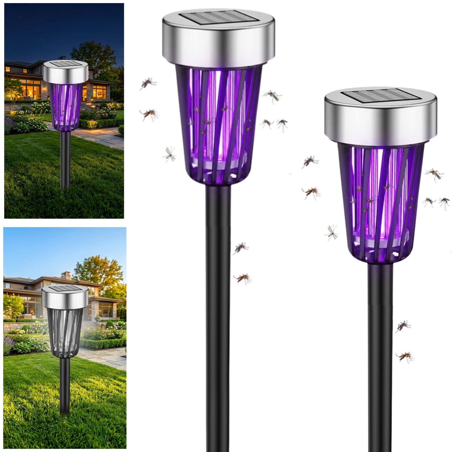 4Pack Solar Bug Zapper Outdoor Waterproof Bug Lights, Mosquito Killer & Lighting, Mosquito Zapper to Keep Mosquitoes Away from Patio Backyard