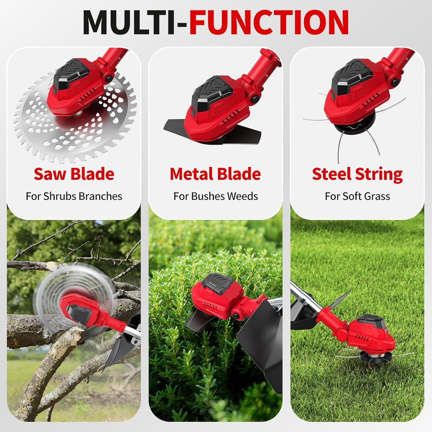 KingFurt Weed Wacker Eater, Cordless String Trimmer,Battery Powered Electric Edger Lawn Tool,With Steel String Blades And 9 Inch Cutting Width