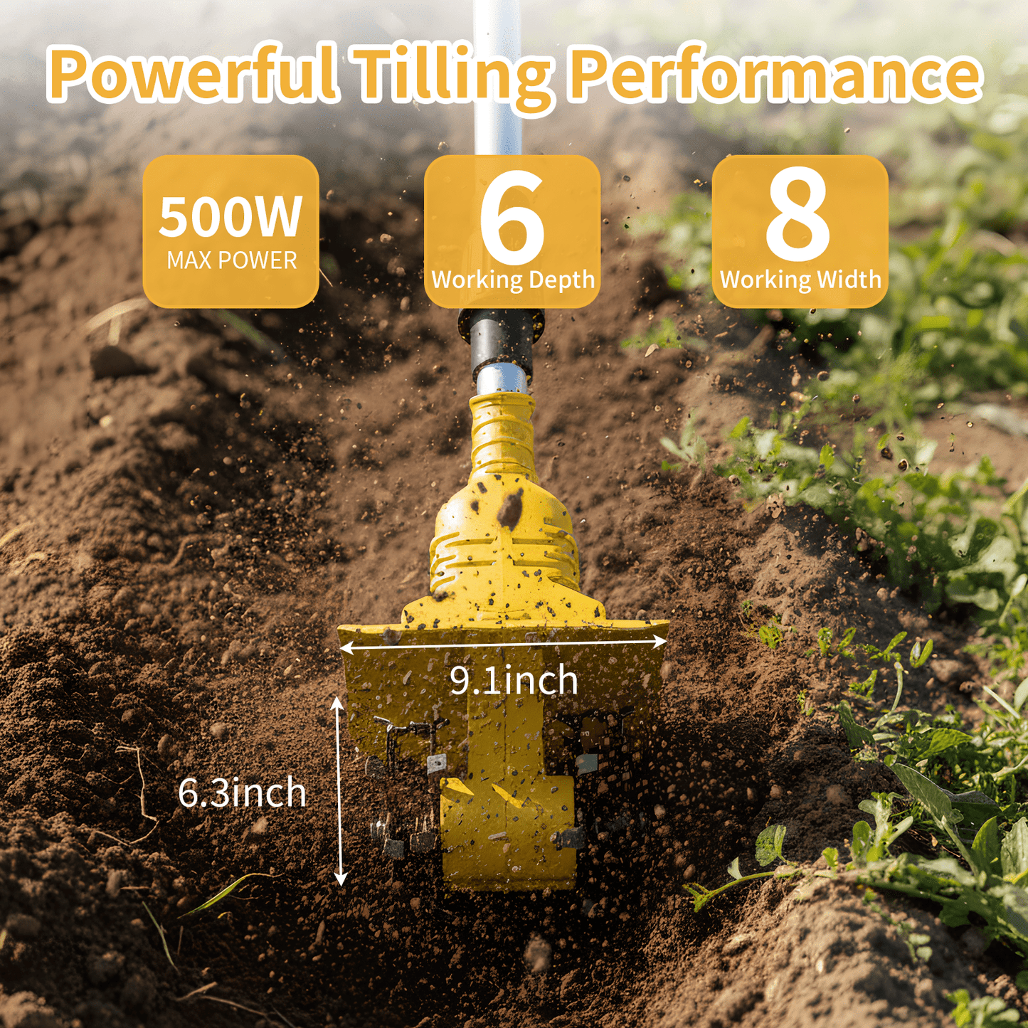 KingFurt 21V Cordless Tiller Cultivator, 2x 2.0Ah Batteries, 330RPM Electric Garden Rototiller for Soil, Weeding, Vegetable Plots