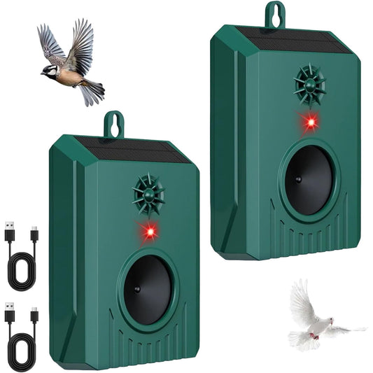KingFurt Solar Ultrasonic Bird Repellent Devices Bird Deterrents for Outside Pigeon Repeller Outdoor Animal Repellent Outdoor to Keep Pigeon Woodpecker Out of Balconies Patio Garden