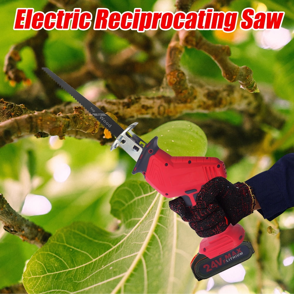KingFurt 24V Cordless Reciprocating Saw With 2 Rechargeable Battery, Wood Saw Blade, Metal Saw Blade