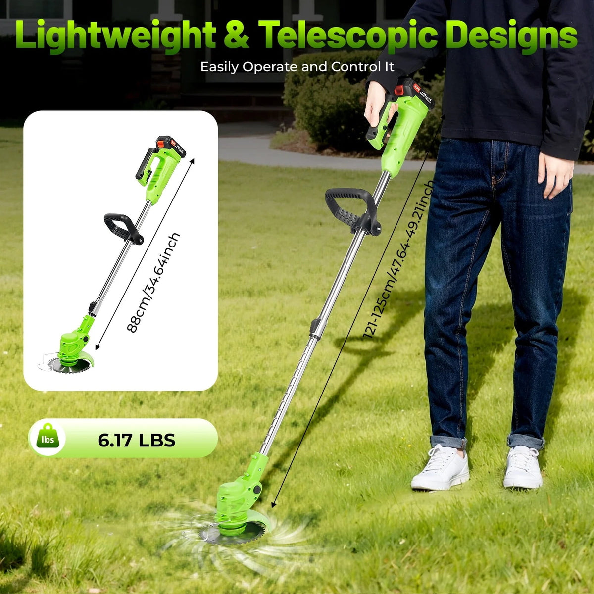 KingFurt Electric Cordless Grass String Trimmer Lawn Edger Weed Eater Cutter + 2 Battery