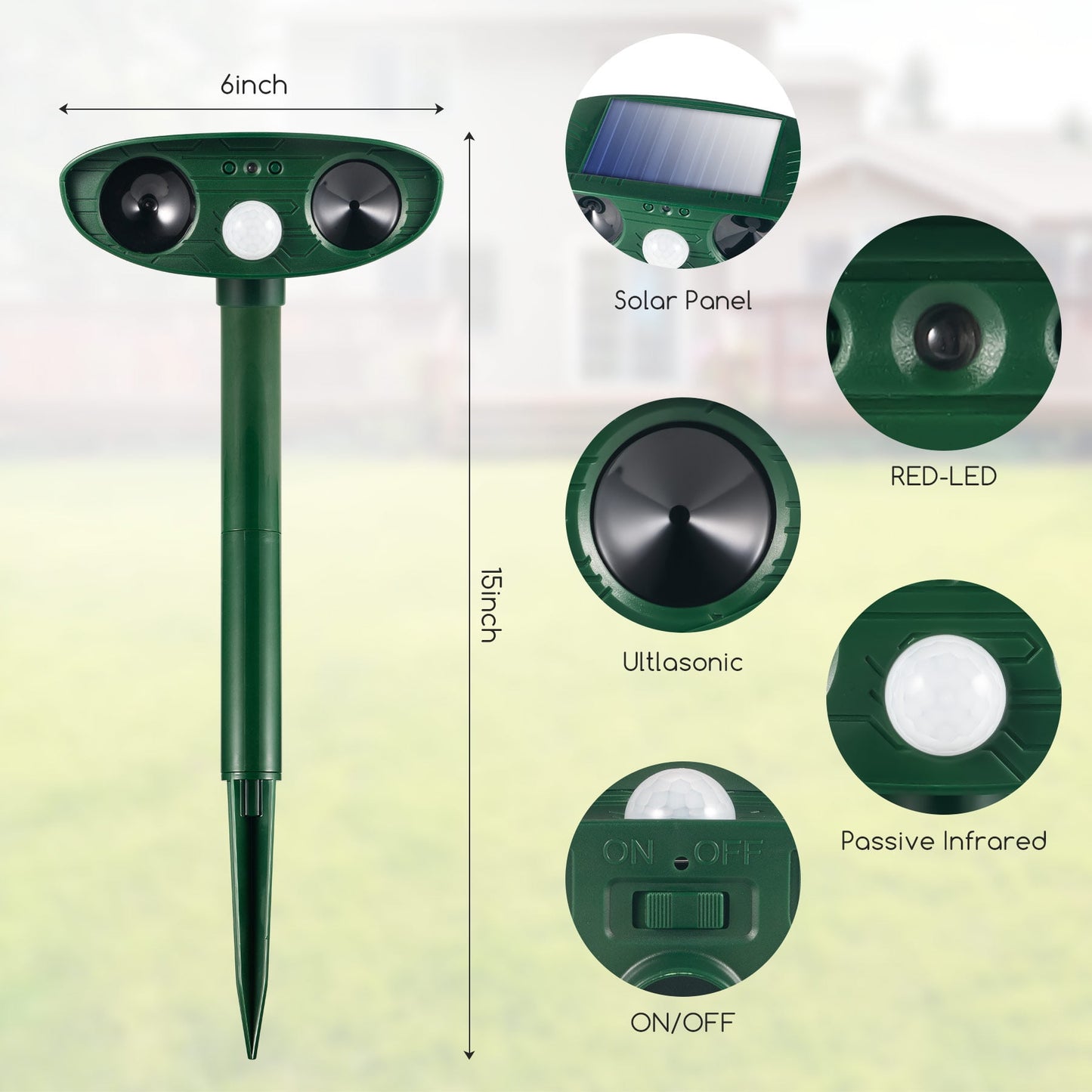 KingFurt 2 Pack Solar Animal Repeller Ultrasonic Outdoor Waterproof Animal Deterrent
