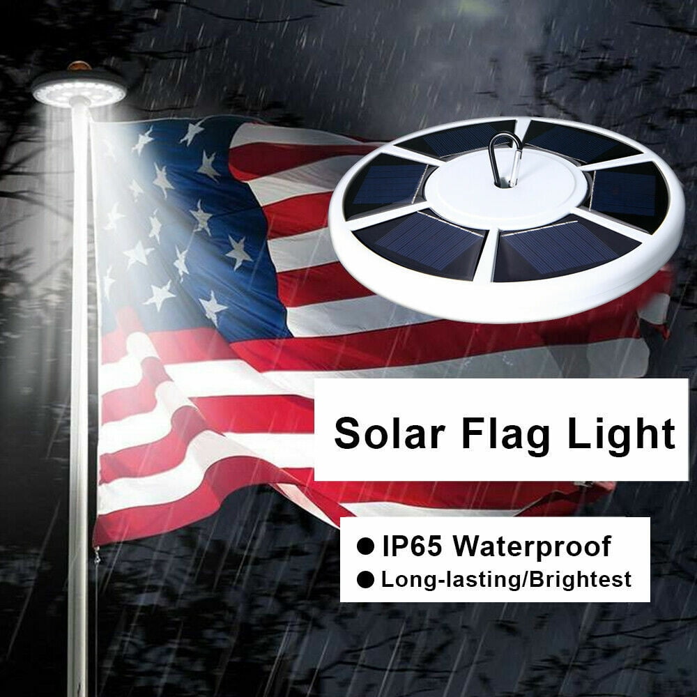 KingFurt Solar Powered Light USA Flag Pole Light Automatic Sensor 26 LED Energy-efficient Waterproof