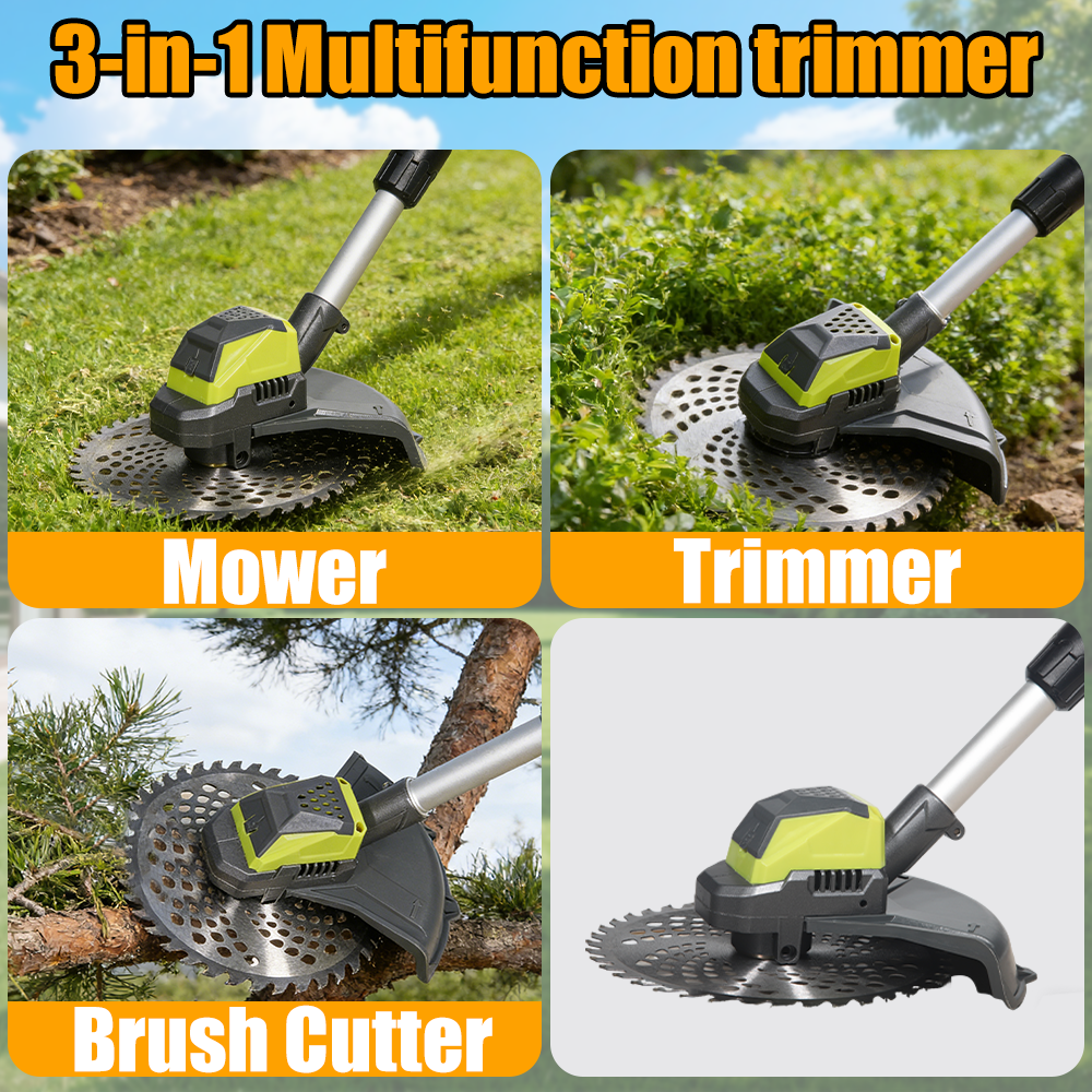 KingFurt Cordless String Trimmer, 21V Electric Weed Wacker, with 2 x Batteries, 3-in-1 Weed Eater, Lawn Tool Cordless Cutter Mower