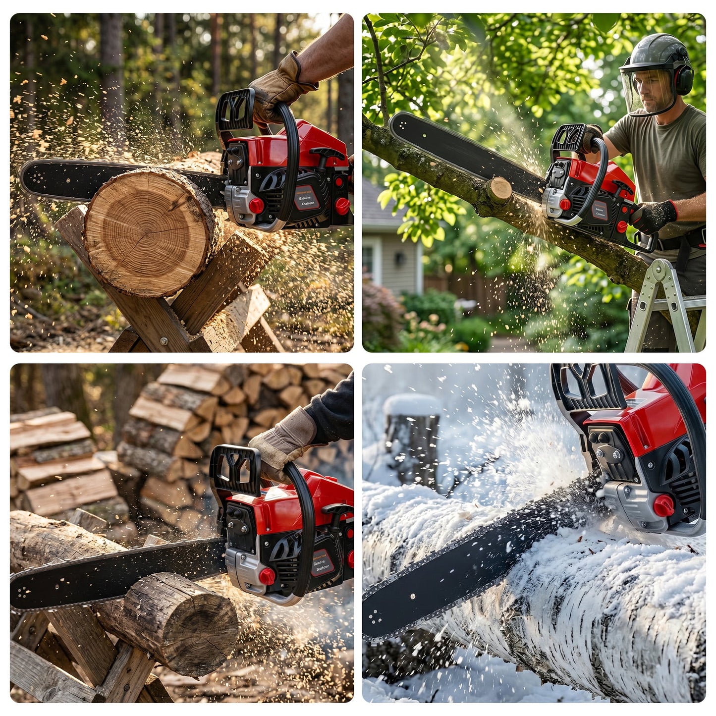 KingFurt 62CC Gas Chainsaw,20 Inch Power Chainsaw, 2-Cycle Handed Petrol Chainsaws for Wood Cutting, Gardens and Farms