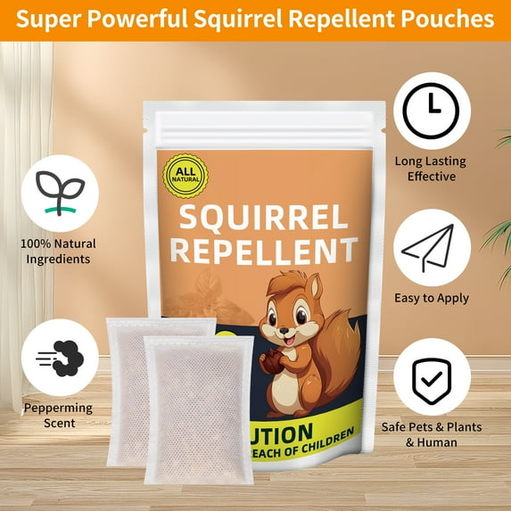 10Packs Squirrel Repellent Outdoor,Chipmunk Repellent Outdoor, Natural Squirrel Repellent for Attic and Car, Mint Squirrel Deterrent for Plants and Garden
