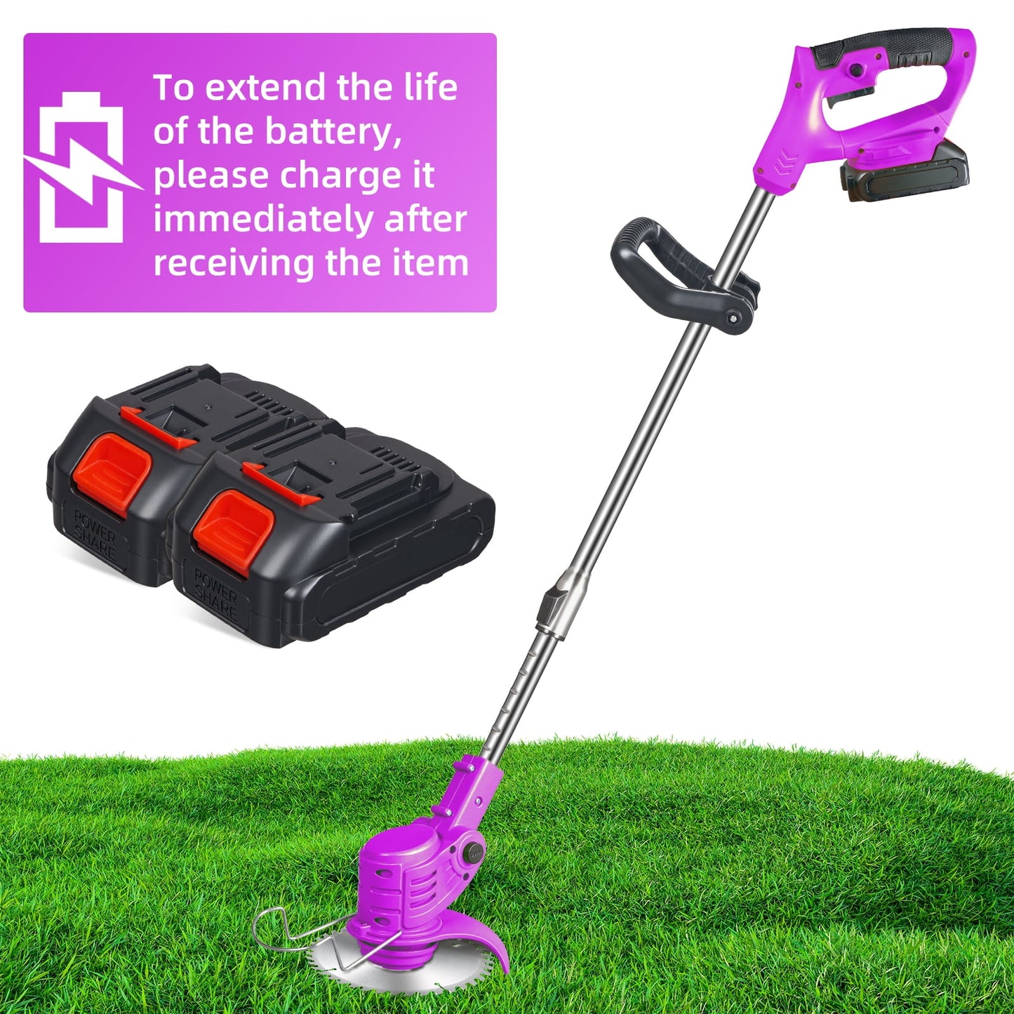 KingFurt 3-in-1 Wheel Edger Mini-Mower, Electric Weed Wacker 2x1.5A Battery Powered