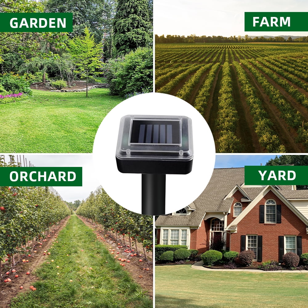 Mole Repellent Solar Powered,4 Pack Gopher Repellent Outdoor Ultrasonic Powered Groundhog Deterrent Snakes Pest Rodent Sonic Vibration Stake for Lawn Garden Mice Repellent