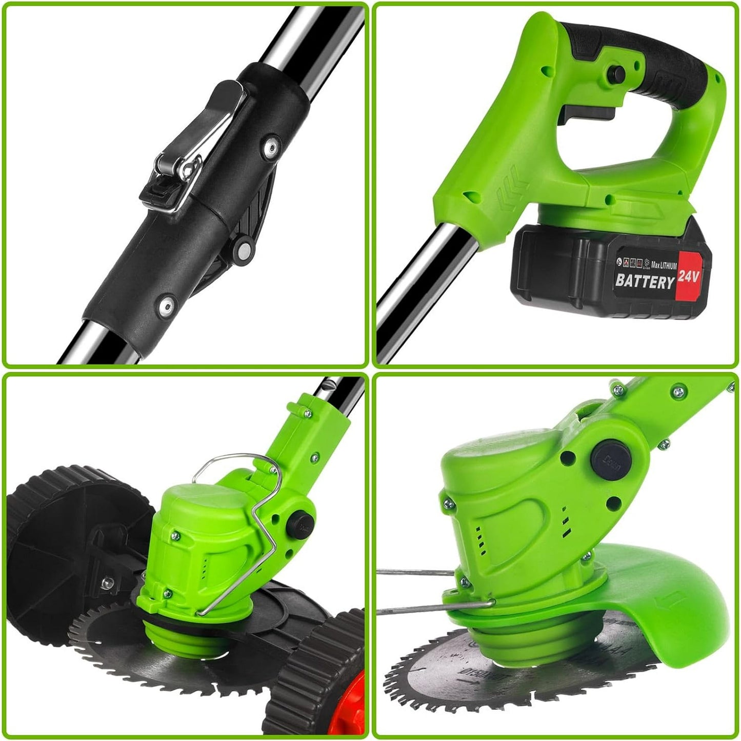 KingFurt Foldable Cordless Weed Wacker, with 2 Large Capacity Batteries and 13 Blades