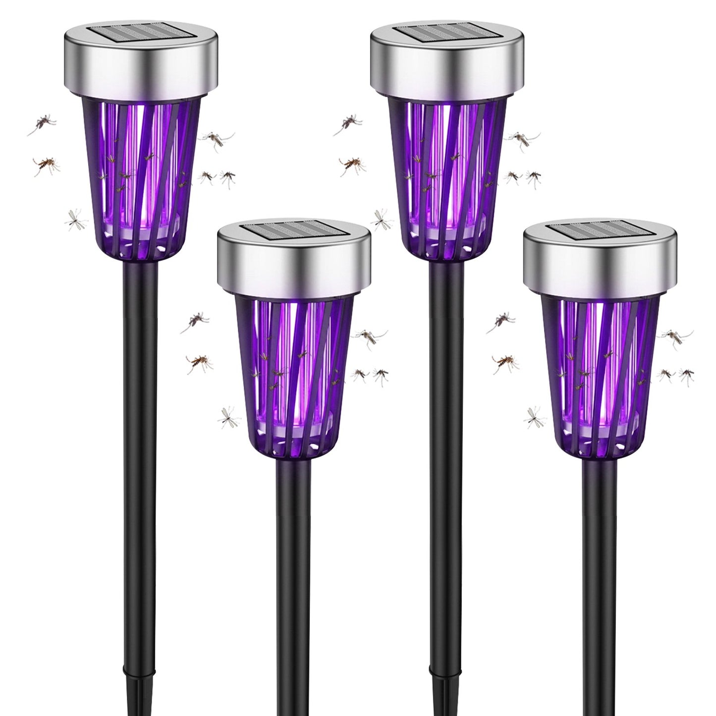 4Pack Solar Bug Zapper Outdoor Waterproof Bug Lights, Mosquito Killer & Lighting, Mosquito Zapper to Keep Mosquitoes Away from Patio Backyard
