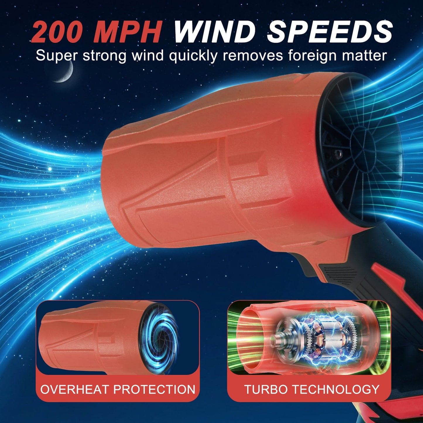 KingFurt 24V Cordless Leaf Blower, High Speed Turbine Jet Blower with Extended Nozzle, Battery Powered Handheld Air Blaster for Patio Cleaning, Driveway Dust Removal & Car Drying-Red
