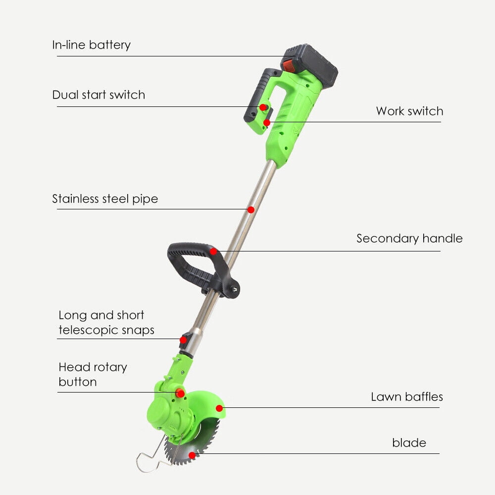 KingFurt Electric Cordless Grass String Trimmer Lawn Edger Weed Eater Cutter + 2 Battery