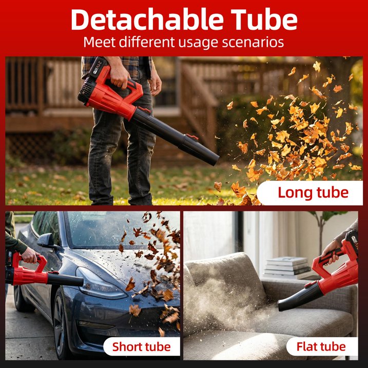 KingFurt 21V Cordless Leaf Blower, 6-Speed High Power Electric Blower with 2x3.0Ah Batteries & Fast Charger, Lightweight Handheld Blower for Lawn Care, Patio, Snow, & Debris (Red/Black)