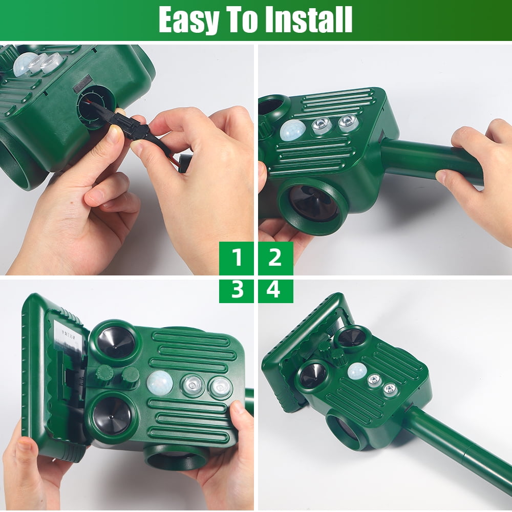 Outdoor Animal Repeller 360° Ultrasonic Solar Animal Repeller, Animal Deterrent Rodent Repeller Solar Powered Dog Repellent for Cat Raccoon Rabbit Deer