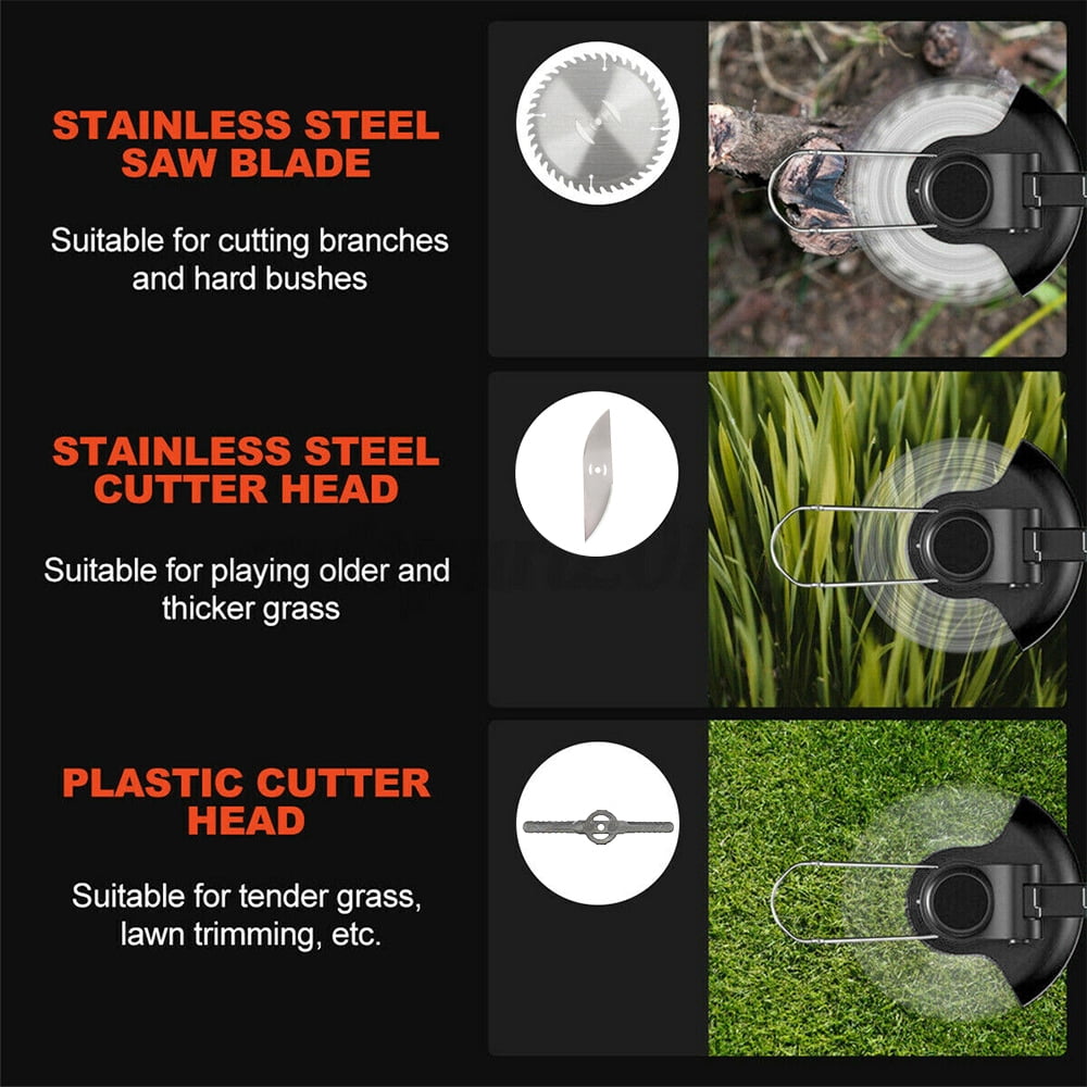 KingFurt Weed Eater 2.0Ah Li-ion Battery Weed Wacker 21V Lawn Edger Cordless Portable Brush Mower for Home Garden Yard Trimming Black