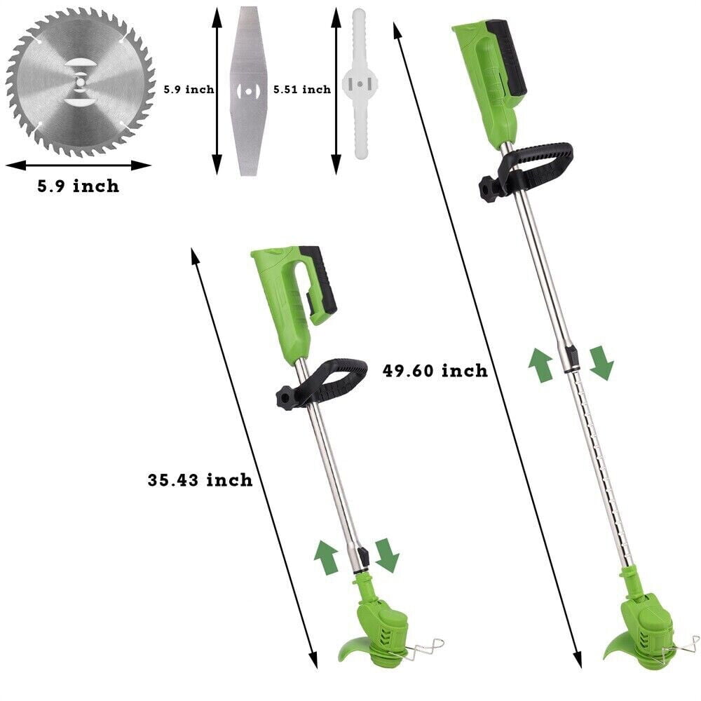 KingFurt Electric Cordless Grass String Trimmer Lawn Edger Weed Eater Cutter + 2 Battery
