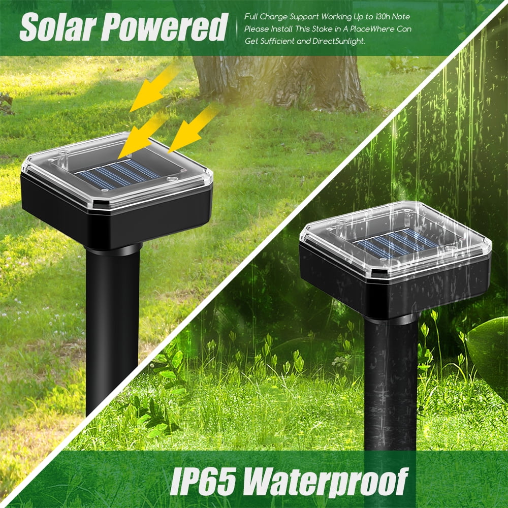Mole Repellent Solar Powered,8 Pack Vole Repellent Outdoor Ultrasonic Powered Groundhog Deterrent Snakes Pest Rodent Sonic Vibration Stake for Lawn Garden