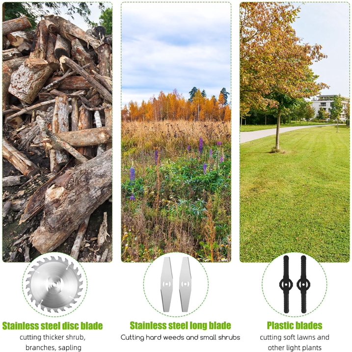 KingFurt Foldable Cordless Weed Wacker, with 2 Large Capacity Batteries and 13 Blades