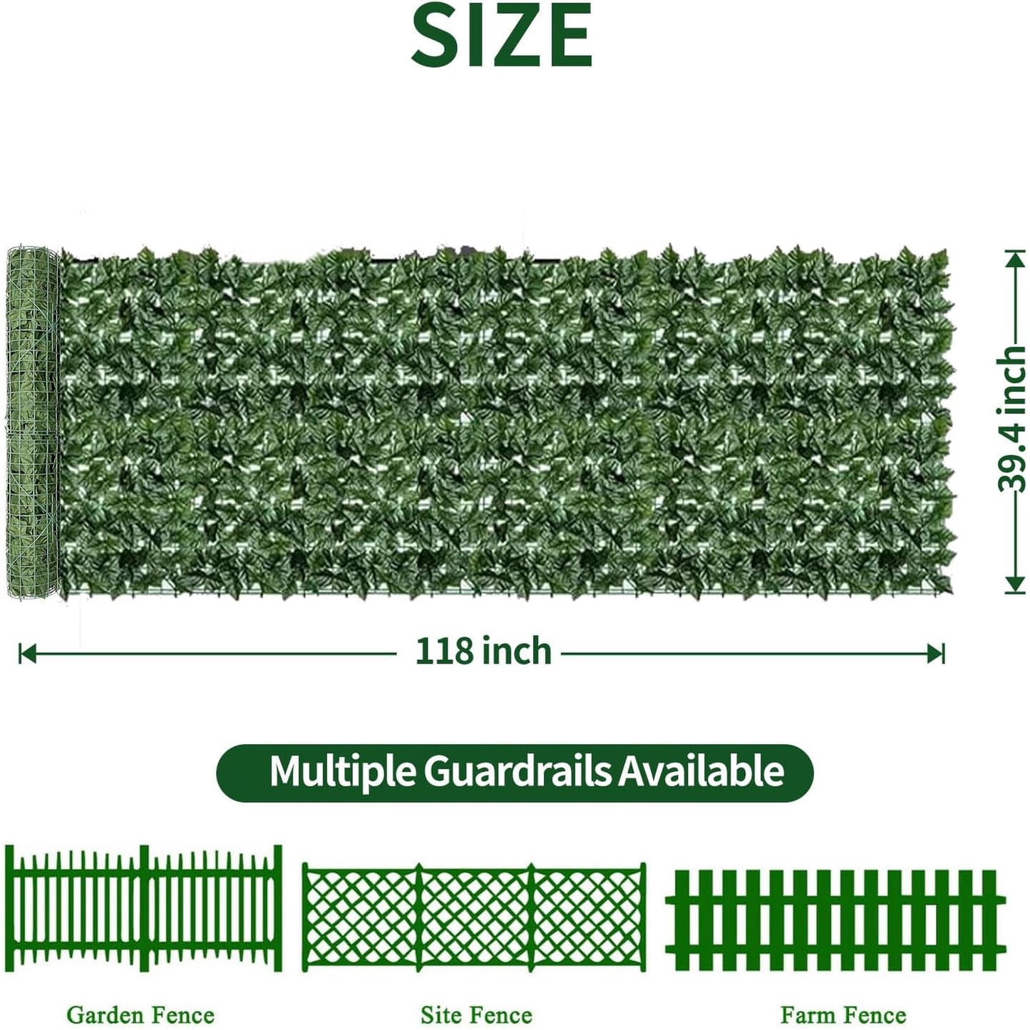 KingFurt Artificial Ivy Privacy Fence Screen 40"x118" UV-Anti Fake Leaves Plant Vine Ideal for Indoor Outdoor Garden Decor