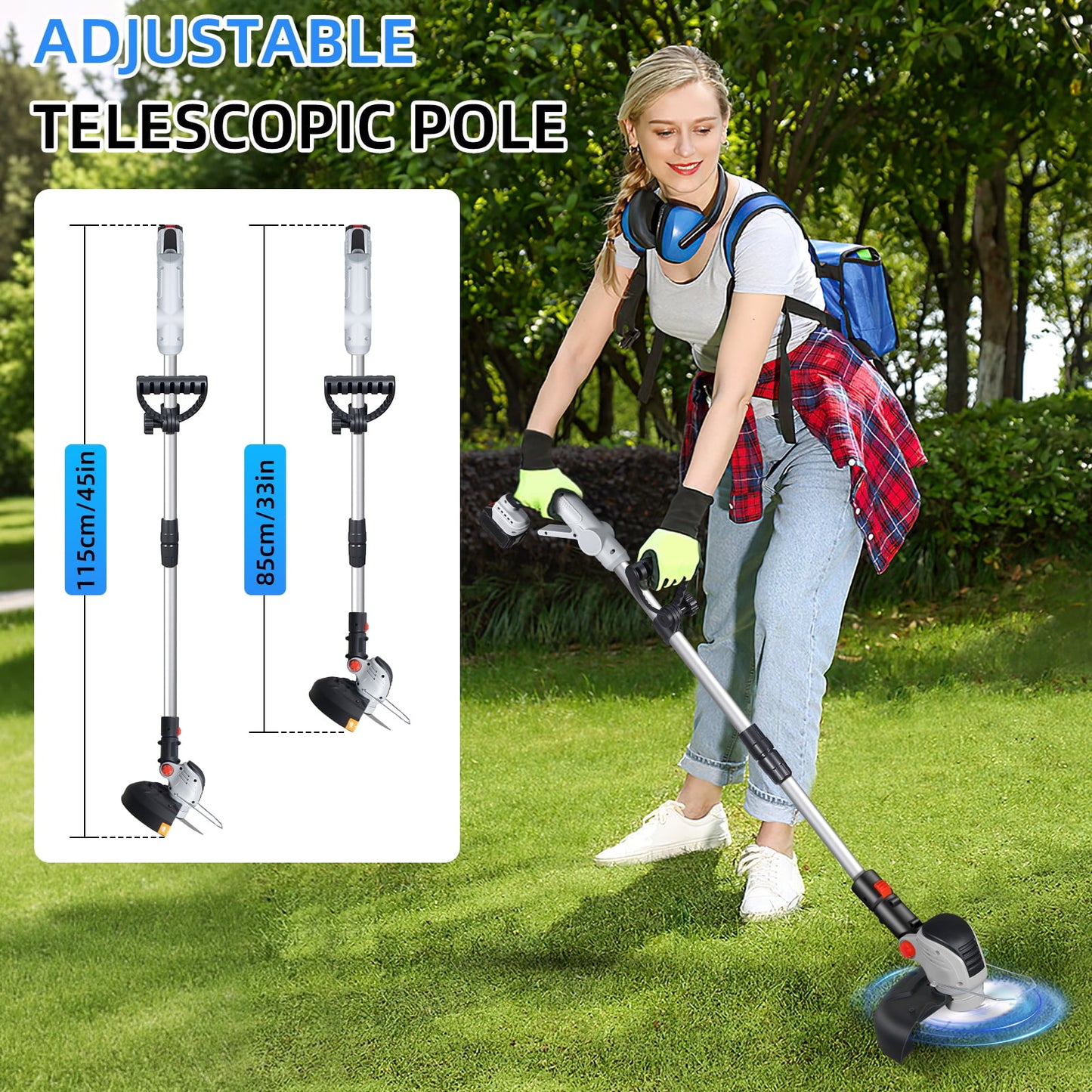 KingFurt 24V Weed Wacker, Electric Weed Eaters, 12inch Cordless String Trimmer & Edger with Grass Cutter Spool Line for Lawn, Garden, Yard
