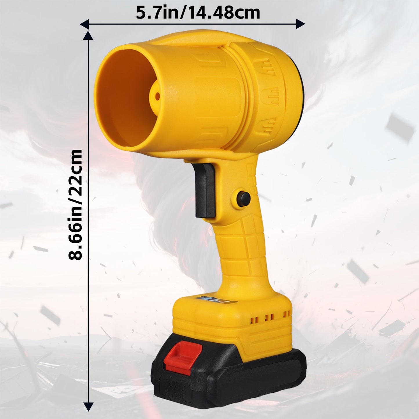 KingFurt Electric Cordless Leaf Blower,Handheld Leaf Blower- 33000 RPM, 2 Batteries & Charger. Ideal for Patio Cleaning, Lawn Care.Yellow