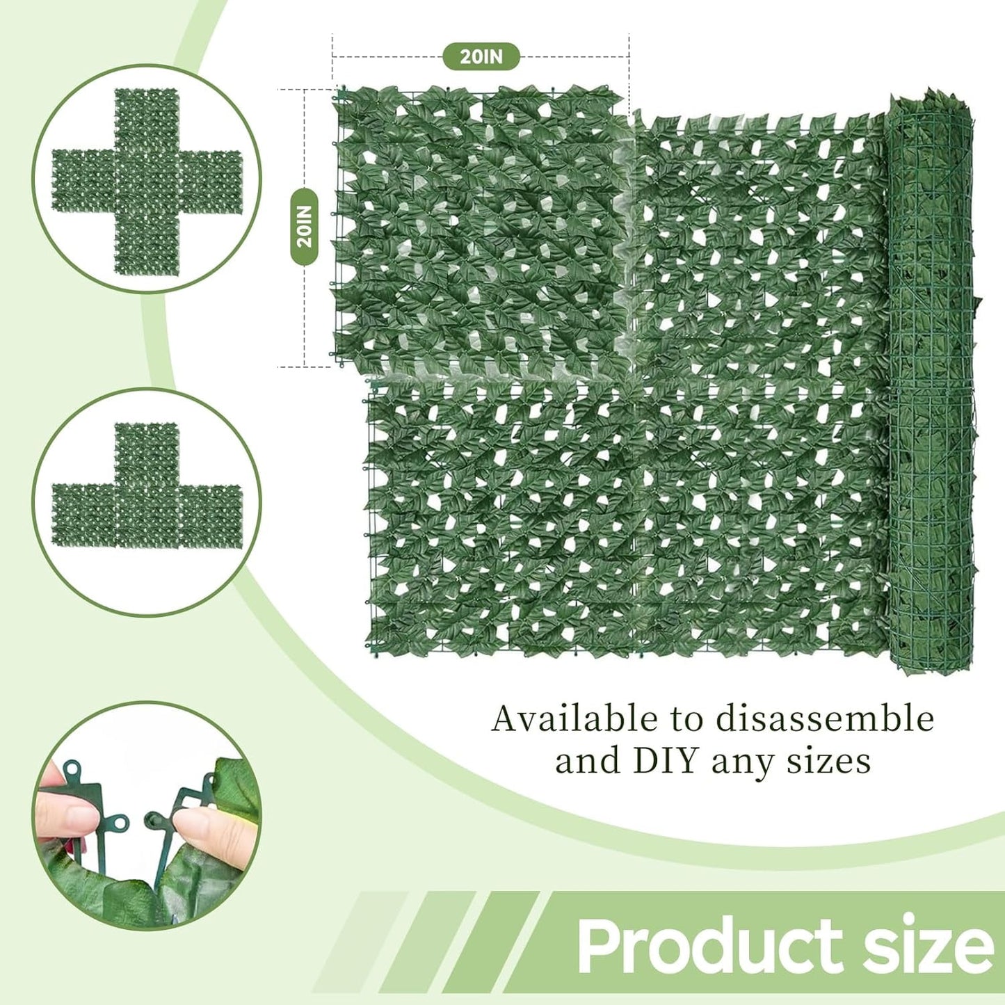 KingFurt Artificial Ivy Privacy Fence Screen 40"x118" UV-Anti Fake Leaves Plant Vine Ideal for Indoor Outdoor Garden Decor