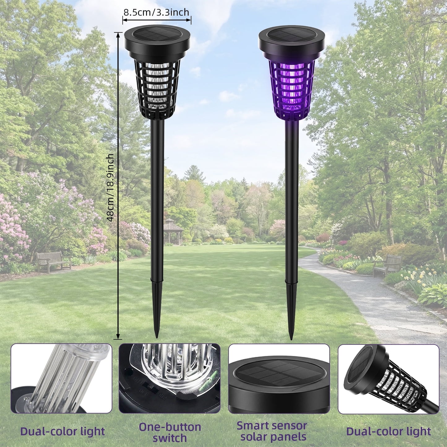 KingFurt Solar Insect Killer, Bug Zapper Torch with LED , Area Bug Zapper,Mosquito Repellent Outdoor for Patio-4pcs