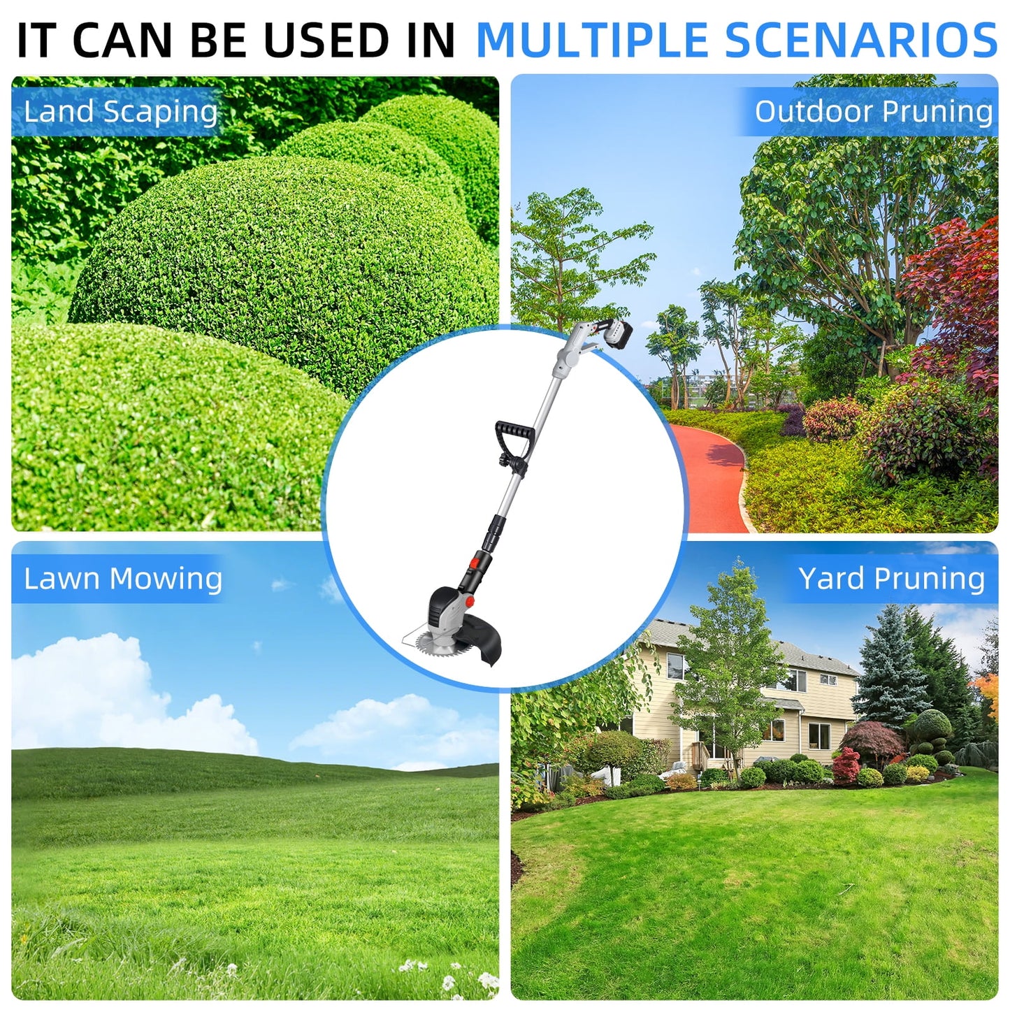KingFurt 24V Weed Wacker, Electric Weed Eaters, 12inch Cordless String Trimmer & Edger with Grass Cutter Spool Line for Lawn, Garden, Yard