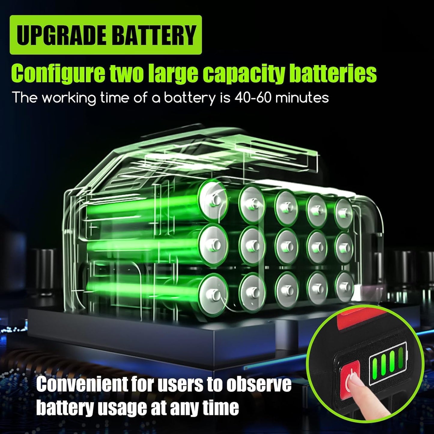 KingFurt Foldable Cordless Weed Wacker, with 2 Large Capacity Batteries and 13 Blades