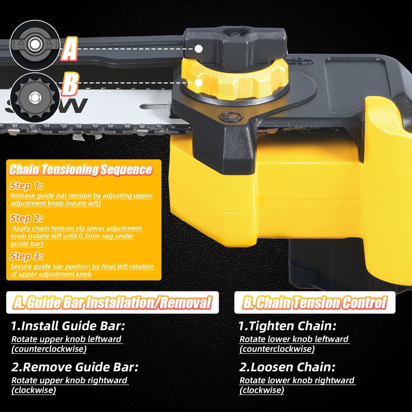 KingFurt 8 Inch Mini Chainsaw,21V Electric Cordless Chainsaw, Portable Handheld Pruning Saw with 2 Batteries and 2 Chains for Tree Trimming & Wood Cutting