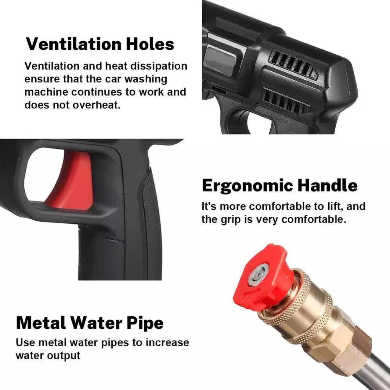 Jahy2Tech 88VF Cordless Electric High Pressure Water Spray Car Gun Portable Washer Vehicle Cleaner Car Wash Tool 320 PSI
