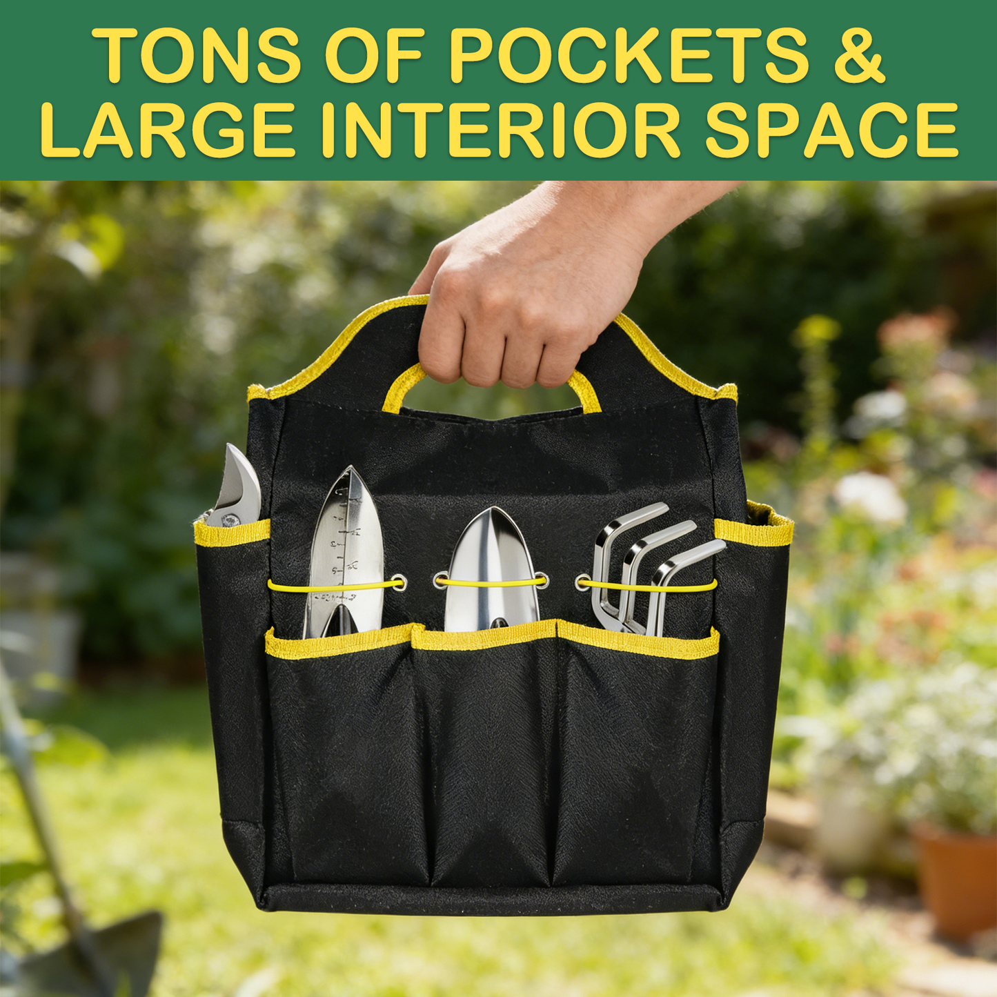 Kingfurt 5-Piece Garden Tool Set with Storage Tote Bag, Heavy Duty Aluminum Hand Tool Kit, Pruning Shears & Gardening Gloves, Rust-Proof Ergonomic Gift for Men & Women