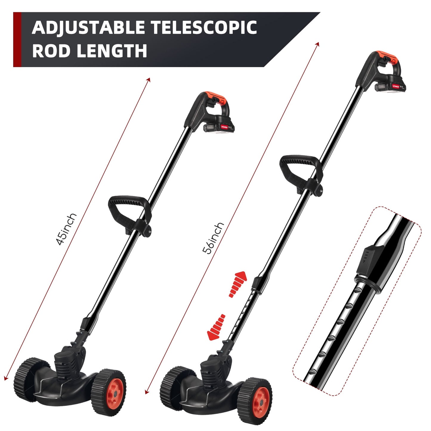 KingFurt Cordless String Trimmer,  Electric Weed Eater,  3 in 1 Weed Wacker with Wheels Weed, 3 Function Blades Electric Brush Cutter