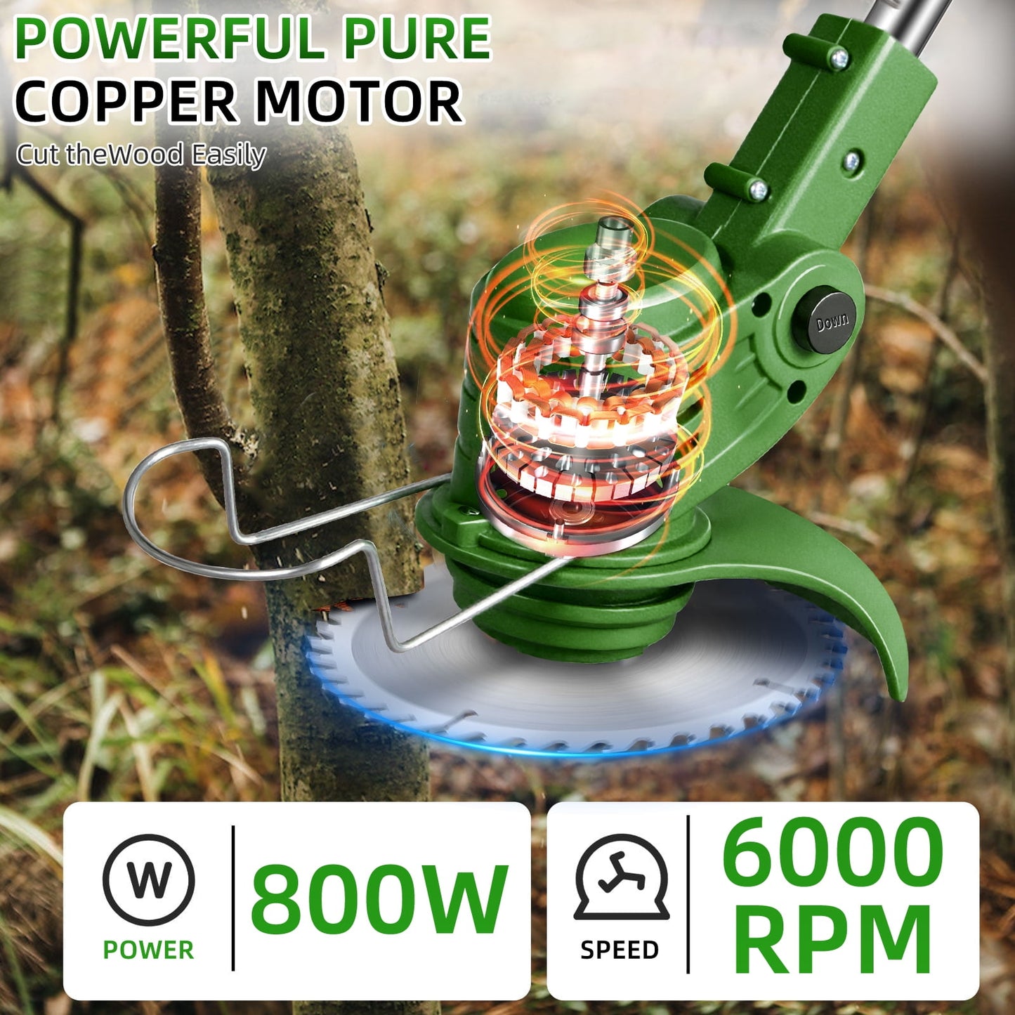KingFurt 3-in-1 Wheel Edger Mini-Mower, Battery Powered Weed Wacker,Cordless lawn mower for yards