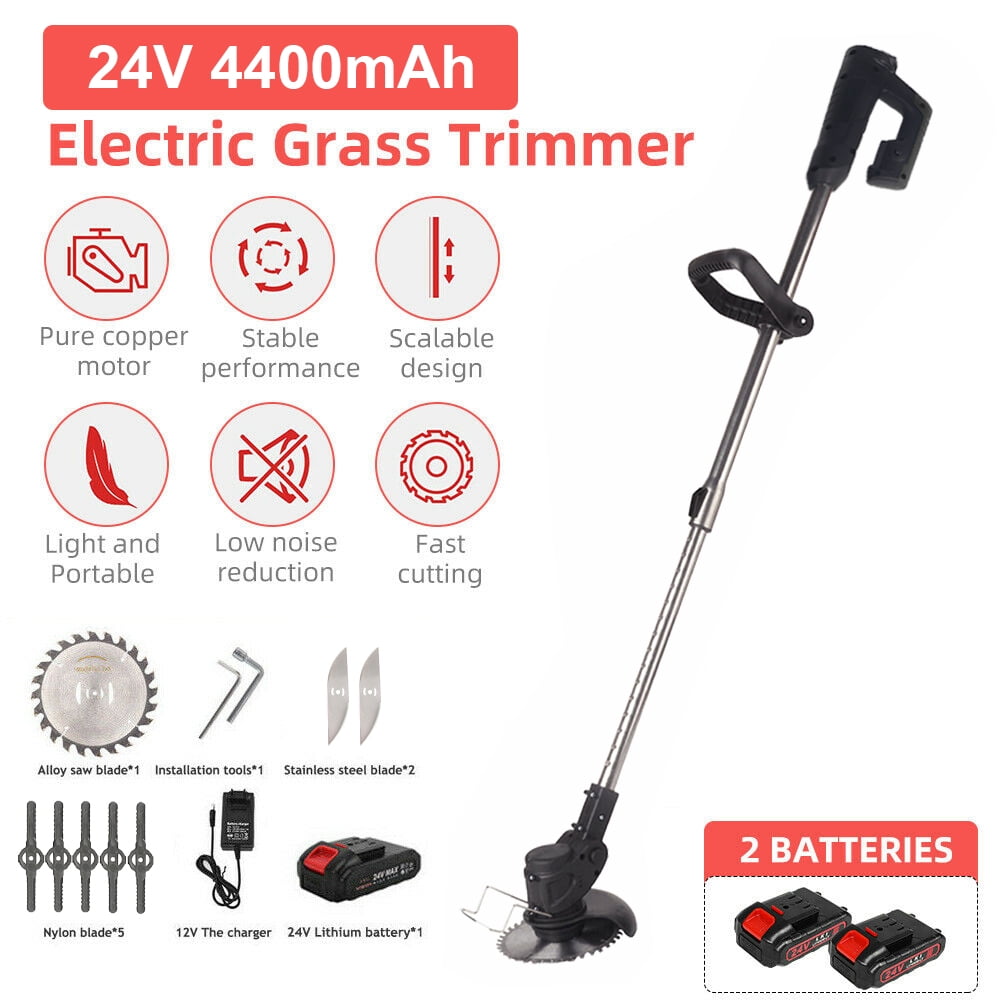 KingFurt Weed Eater 2.0Ah Li-ion Battery Weed Wacker 21V Lawn Edger Cordless Portable Brush Mower for Home Garden Yard Trimming Black