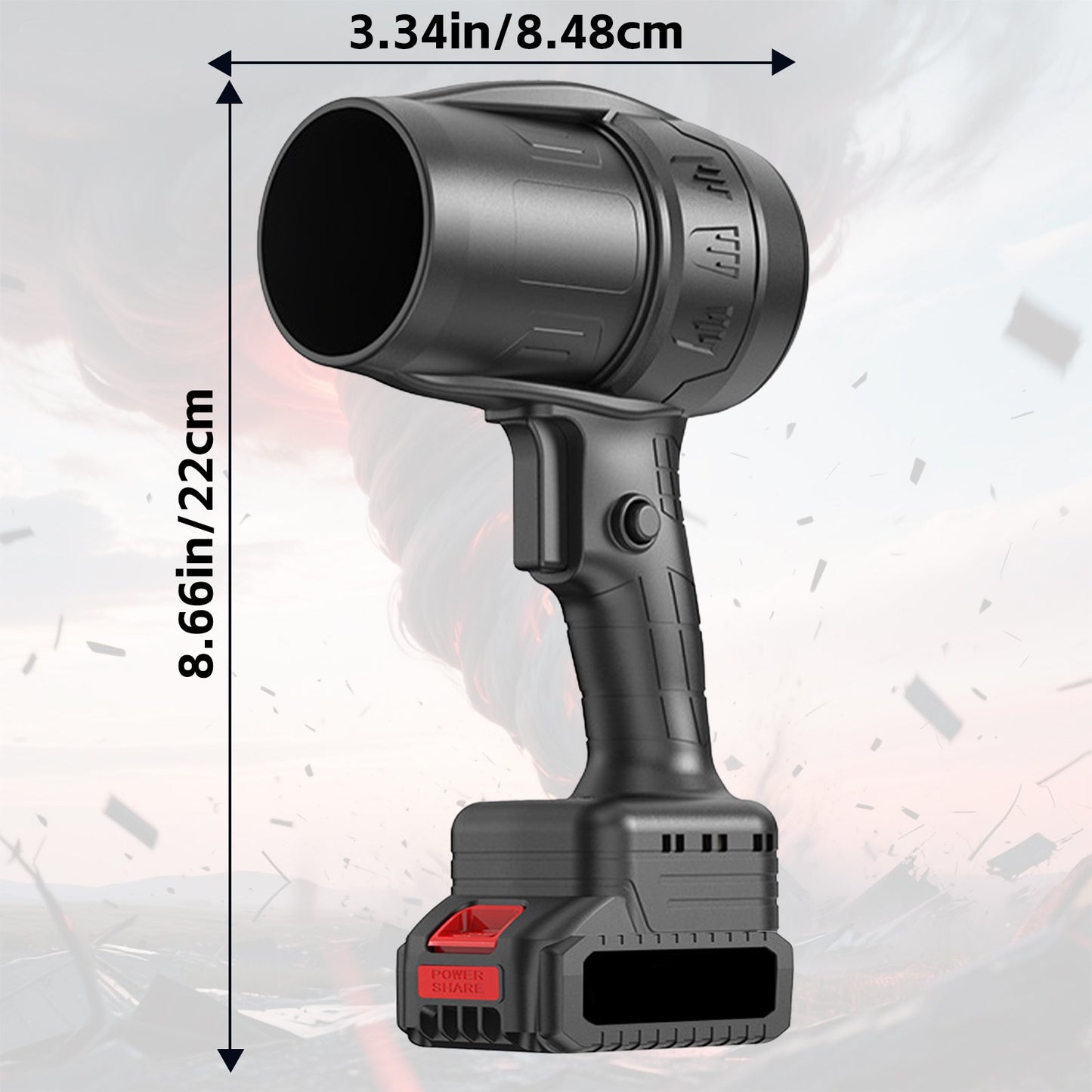 KingFurt Electric Cordless Leaf Blower,Handheld Leaf Blower- 33000 RPM, 2 Batteries & Charger. Ideal for Patio Cleaning, Lawn Care.Black