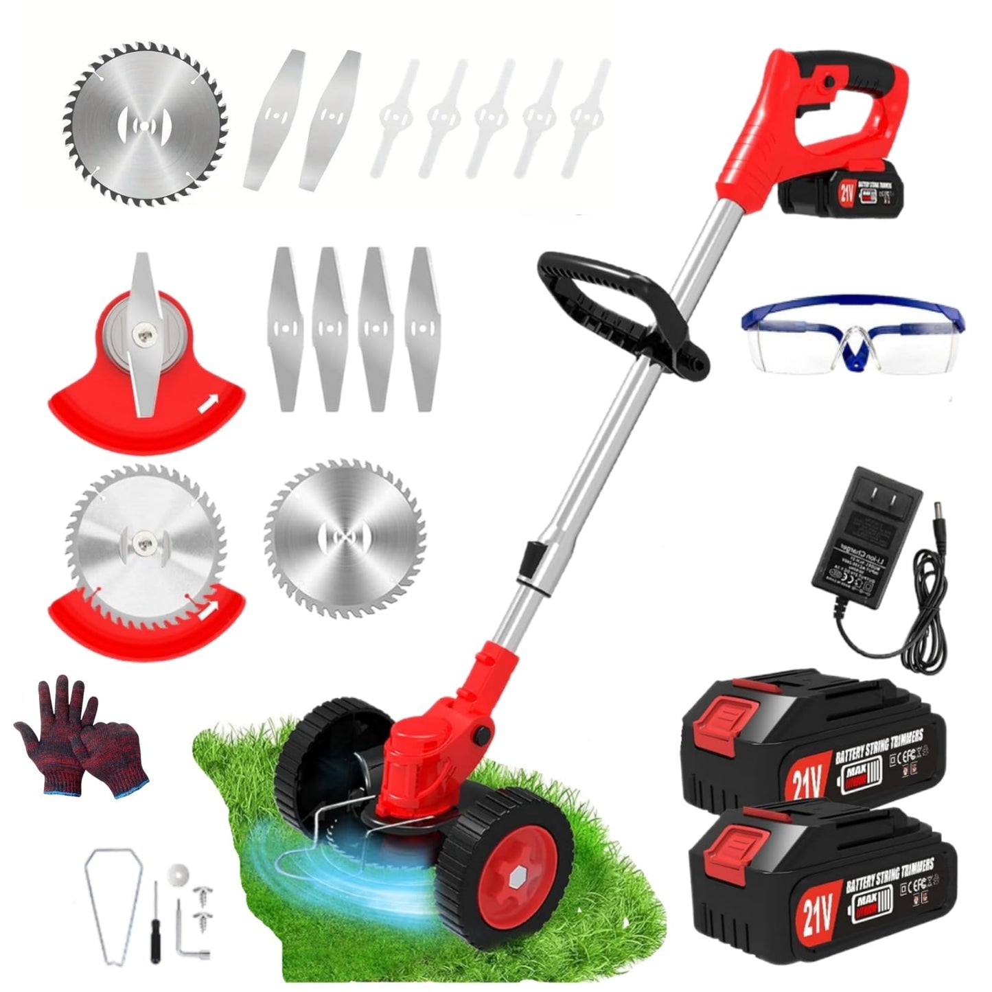 KingFurt 21V Brushless String Trimmer,Electric Weed Eater,for Lawn Garden Pruning/Trimming