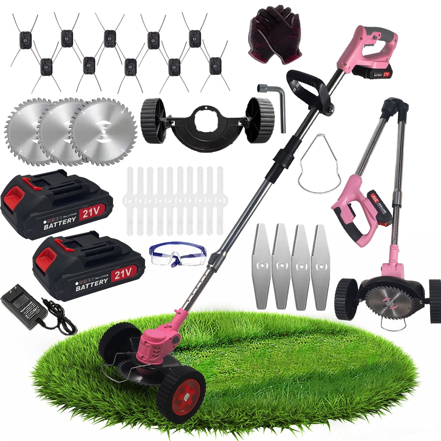 KingFurt 21V 650W Electric Weed Eater Lawn Edger Cordless Grass String Trimmer Cutter